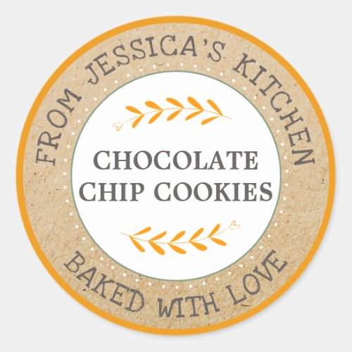 Rustic Baked With Love Baking Gift Classic Round Sticker