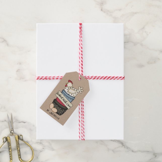 rustic baked with love favor tag (With Twine)
