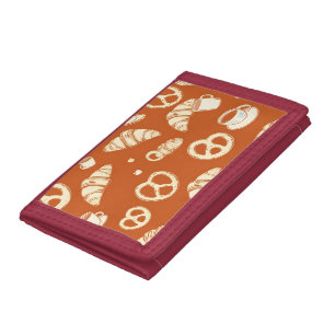 Rustic Bakery Croissants and Pretzels Hand-Drawn Tri-fold Wallet