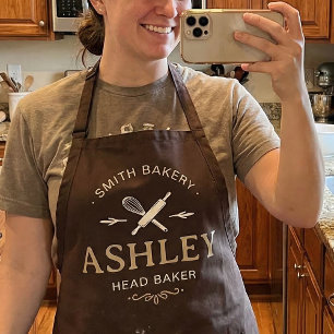 Rustic Bakery Head Baker Typography Modern Apron