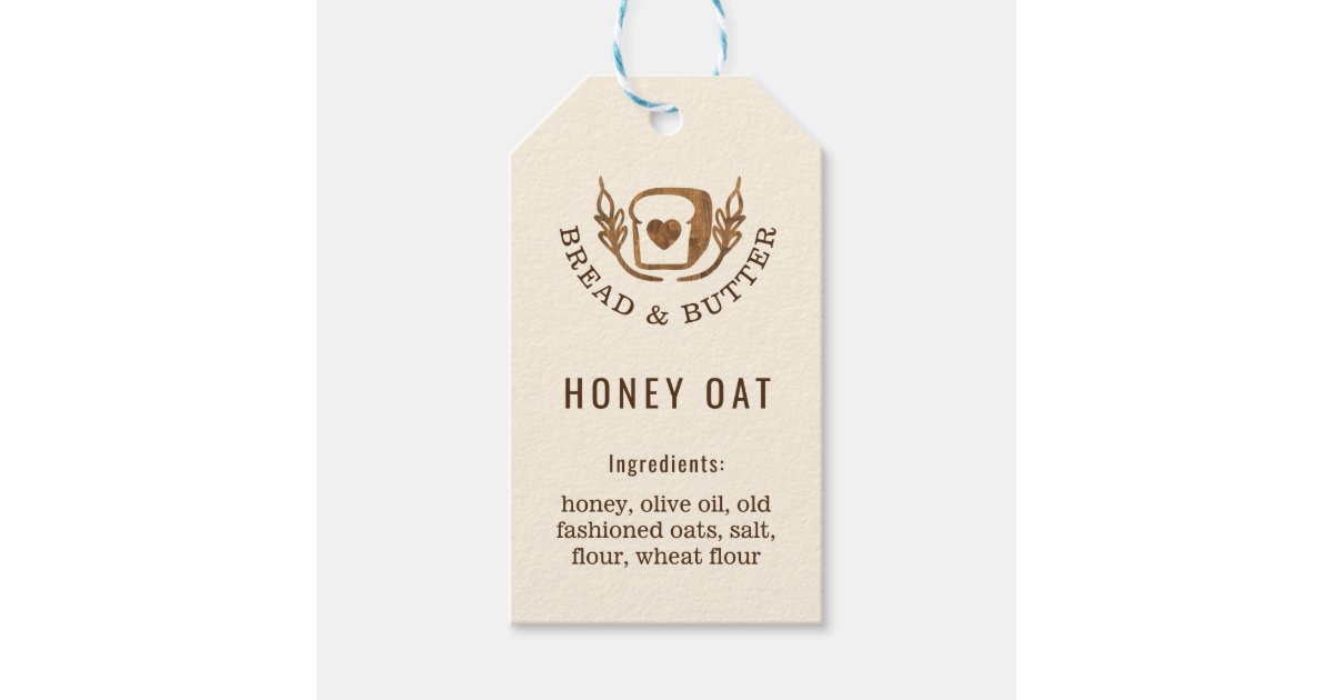 Rustic Bakery Loaf Of Bread Ingredient Branded Gift Tags Zazzle