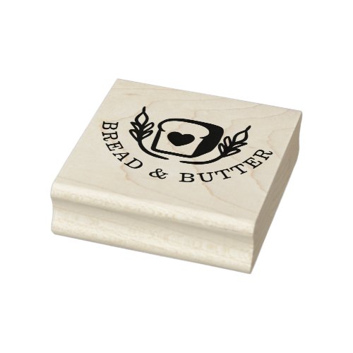 Rustic Bakery Loaf Of Bread Logo Branded Rubber Stamp