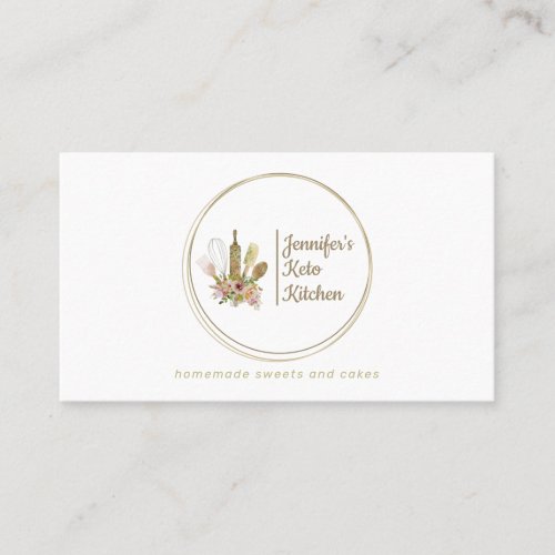 Rustic Bakery Logo Keto Vegan Chef Business Card