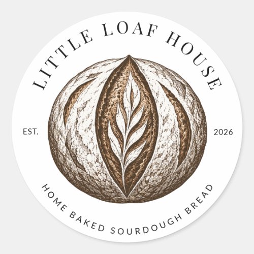 Rustic Bakery Sourdough Bread Business Logo Classic Round Sticker