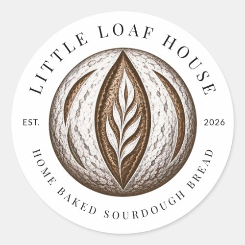 Rustic Bakery Sourdough Bread Business Logo Classic Round Sticker