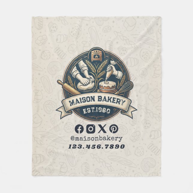 Rustic Bakery Store Pastry Dessert Sweet Cake Shop Fleece Blanket (Front)