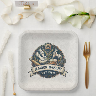 Rustic Bakery Store Pastry Dessert Sweet Cake Shop Paper Plates