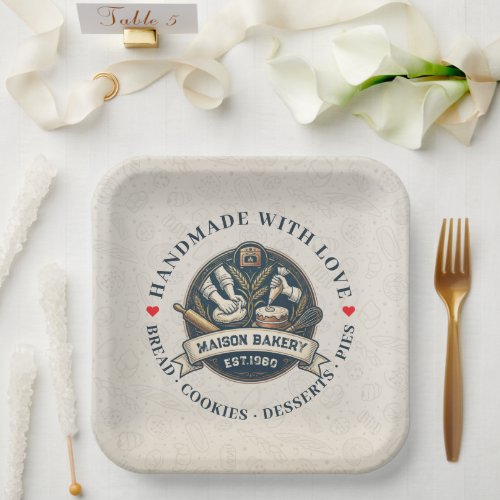 Rustic Bakery Store Pastry Dessert Sweet Cake Shop Paper Plates