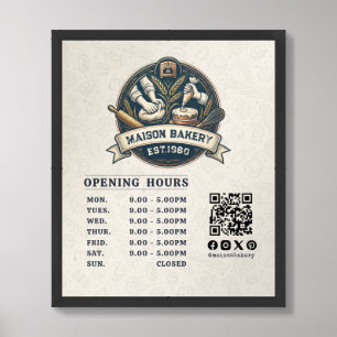 Rustic Bakery Store Pastry Desserts Opening Hours Framed Art