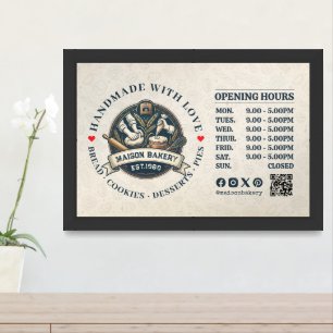 Rustic Bakery Store Pastry Desserts Opening Hours Framed Art