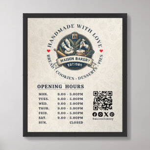 Rustic Bakery Store Pastry Desserts Opening Hours Framed Art