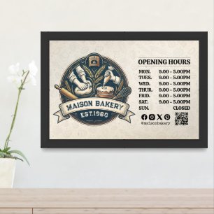Rustic Bakery Store Pastry Desserts Opening Hours Framed Art