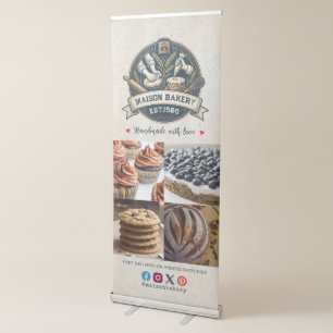 Rustic Bakery Store Pastry Desserts Photo Collage Retractable Banner