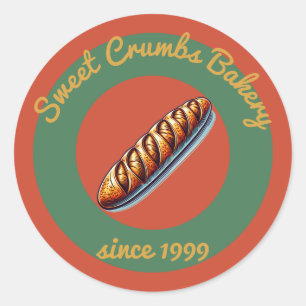 Rustic Bakery Terracotta, Green, Mustard Yellow Classic Round Sticker
