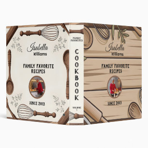 Rustic Baking Cookbook Photo Editable Layout 3 Ring Binder