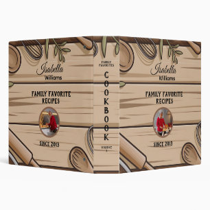 Rustic Baking Cookbook Photo Editable Layout 3 Ring Binder