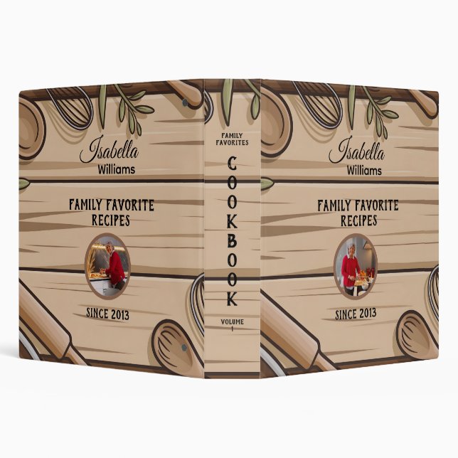 Rustic Baking Cookbook Photo Editable Layout 3 Ring Binder (Background)