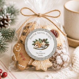 Rustic Baking Spirits Bright Christmas Cookies Classic Round Sticker