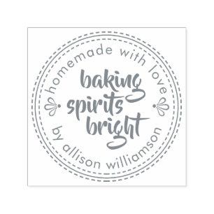 Rustic Baking Spirits Bright Christmas Gray Self-inking Stamp