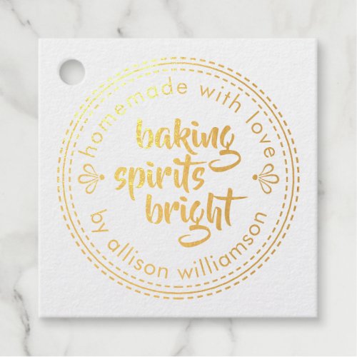 Rustic Baking Spirits Bright Christmas Holiday Foil Favor Tags