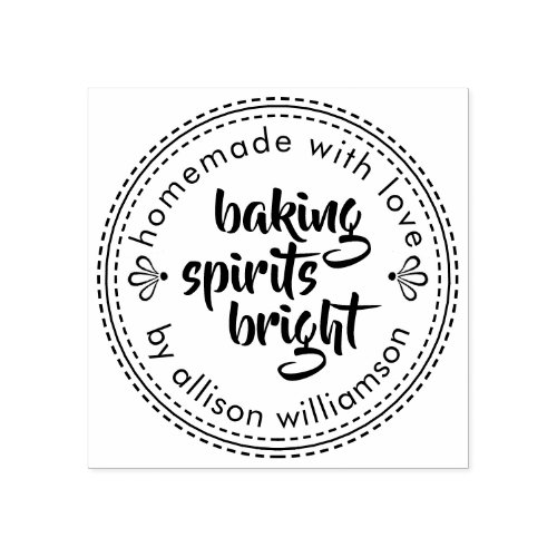 Rustic Baking Spirits Bright Christmas Holiday Rubber Stamp