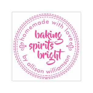 Rustic Baking Spirits Bright Christmas Pink Self-inking Stamp