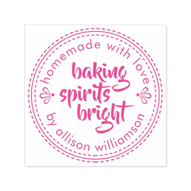 Rustic Baking Spirits Bright Christmas Pink Self-inking Stamp (Design)