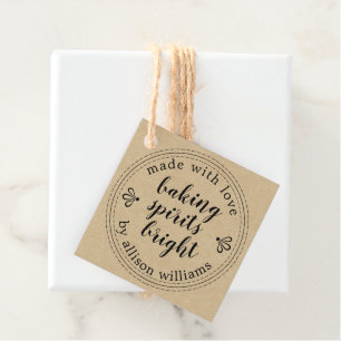Rustic Baking Spirits Bright Holiday Kraft Paper Favor Tags