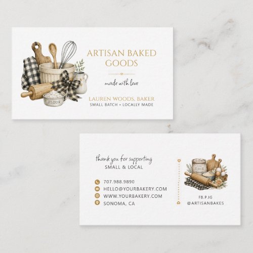 Rustic Baking Utensils Artisan Baker Bakery  Business Card