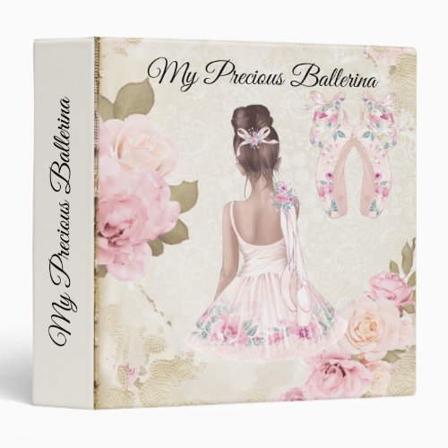 Rustic Ballerina 3 Ring Binder Photo Album Folder 