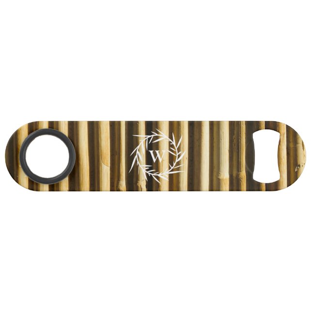 Rustic Bamboo Monogram Vertical Lines Pattern Bar Key (Front (Horizontal))