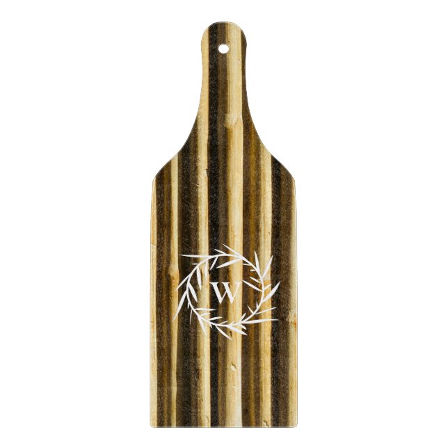 Rustic Bamboo Monogram Vertical Lines Pattern Cutting Board (Front)