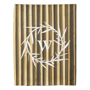 Rustic Bamboo Monogram Vertical Lines Pattern Duvet Cover