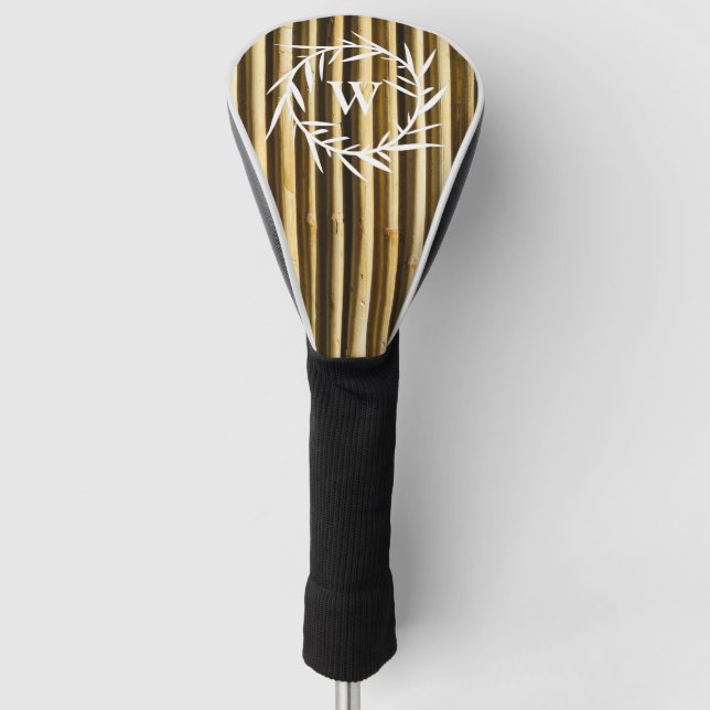 Rustic Bamboo Monogram Vertical Lines Pattern Golf Head Cover (Front)