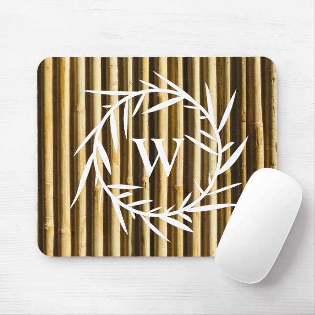 Rustic Bamboo Monogram Vertical Lines Pattern Mouse Pad (With Mouse)
