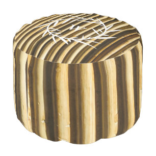 Rustic Bamboo Monogram Vertical Lines Pattern Pouf