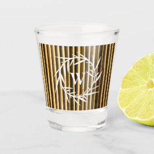 Rustic Bamboo Monogram Vertical Lines Pattern Shot Glass