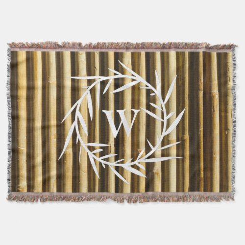 Rustic Bamboo Monogram Vertical Lines Pattern Throw Blanket