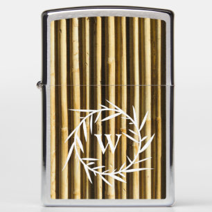 Rustic Bamboo Monogram Vertical Lines Pattern Zippo Lighter