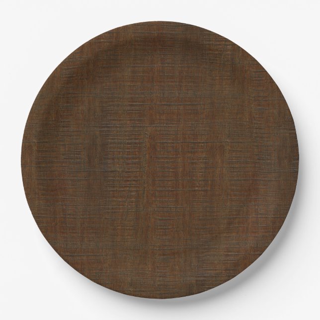 Rustic Bamboo Wood Grain Texture Look Paper Plates (Front)