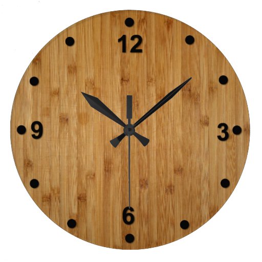 Rustic Bamboo Wood Look Clock | Zazzle