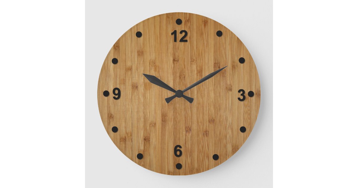 Rustic Bamboo Wood Look Clock Zazzle