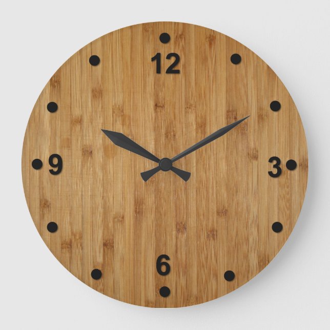 Rustic Bamboo Wood Look Clock (Front)