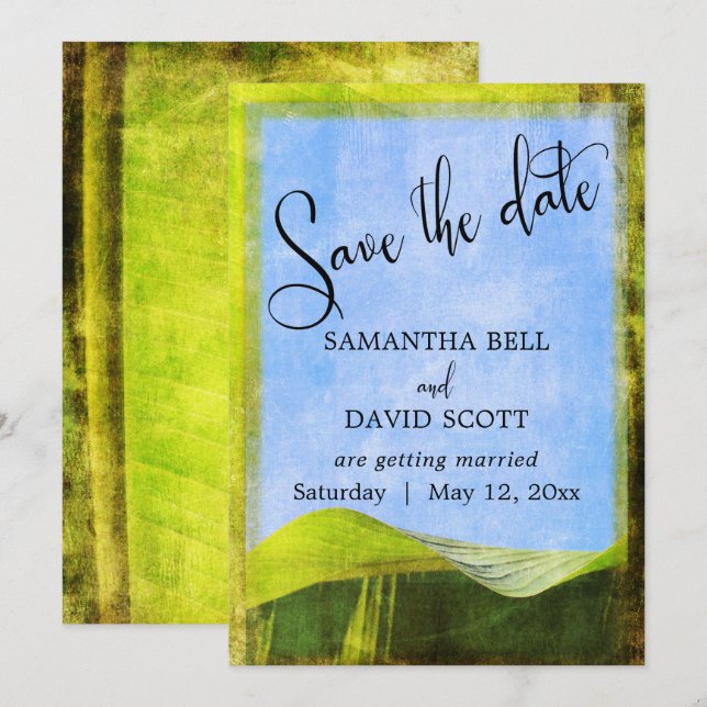 Rustic Banana Leaf Boho Destination Save the Date Invitation (Front/Back)