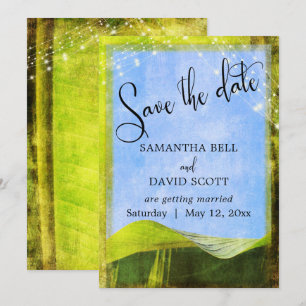 Rustic Banana Leaf w/ Lights Boho Save the Date Invitation
