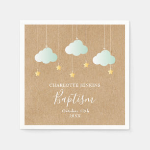 Rustic Baptism Christening Twinkle Stars Napkins