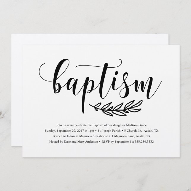 Rustic Baptism Invitation (Front/Back)