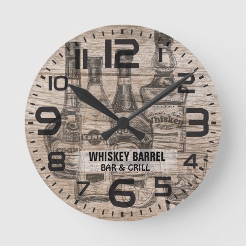 Rustic Bar and Grill Business Wall Clock