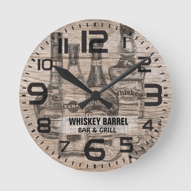 Rustic Bar and Grill Business Wall Clock (Front)