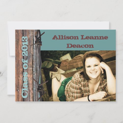 Rustic barbed wire graduation announcement